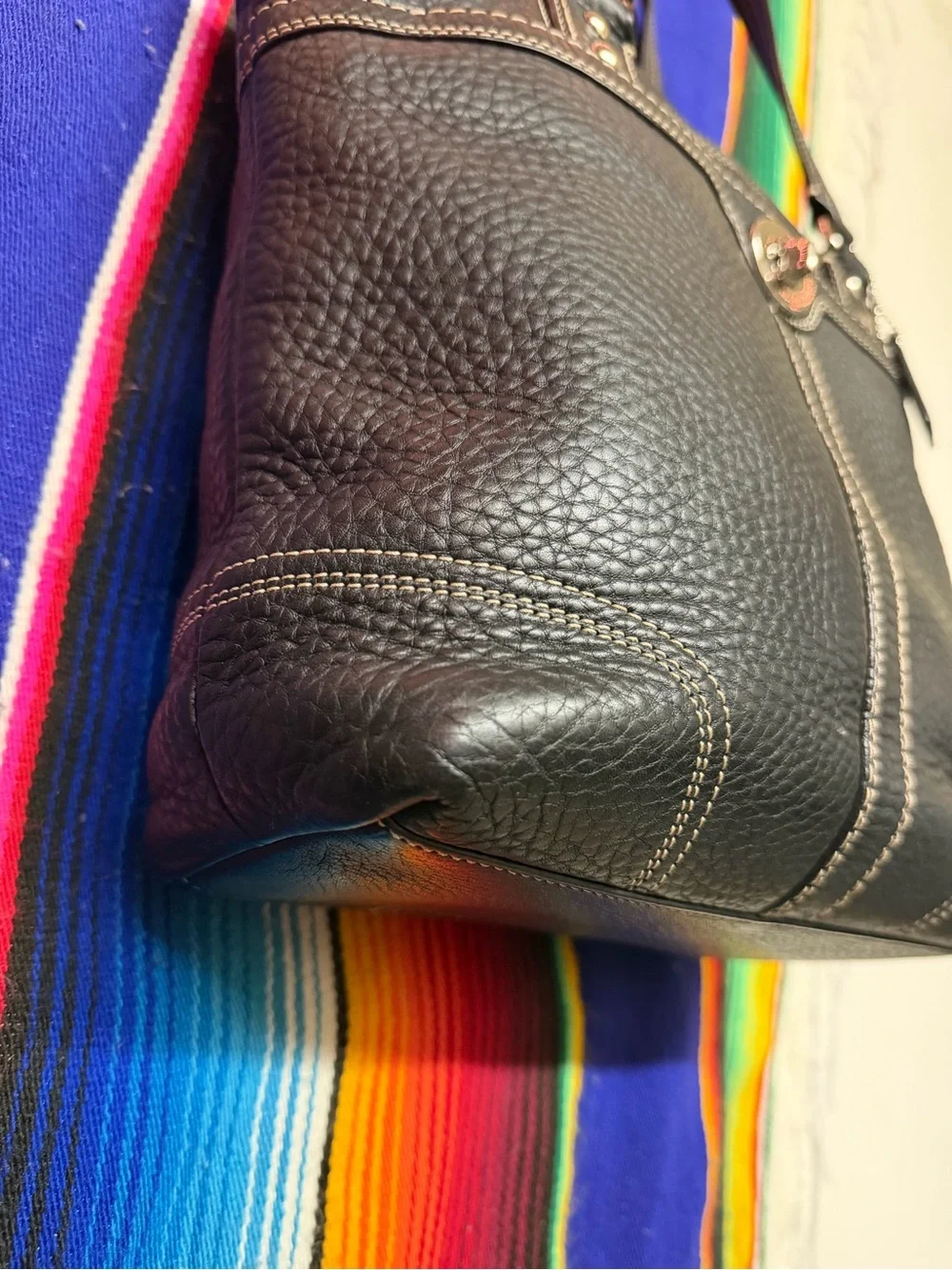 Coach Black Pebbled Leather Shoulder Bag with Turn-Lock